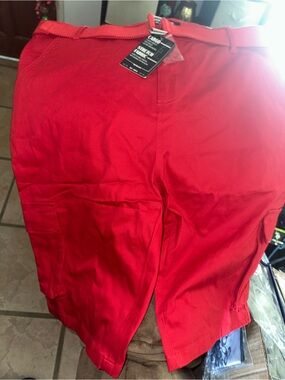 Red cargo/Utility Shorts with Belt